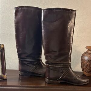Dark Brown Knee-High Leather Boots